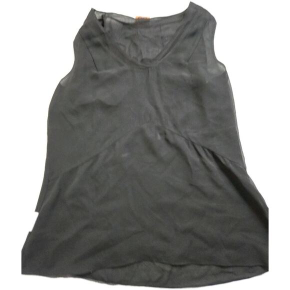 TORY BURCH Sz 8 Black Sheer 100% Silk Shell Top Dual Layer - Picture 3 of 9